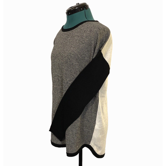 Smartwool Womens Shadow Pine Colorblock Soft Wool Sweater Black Beige Large - Picture 4 of 10